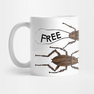 Free Bugs Not Hugs Cockroach Funny Halloween Mug